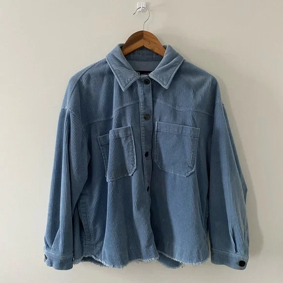 Zara Light Blue Corduroy Jean Shirt Jacket - Picture 1 of 5